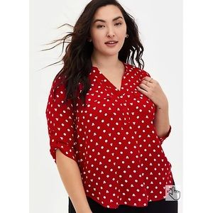 NWT TORRID HARPER - DISNEY MINNIE MOUSE DOT GEORGETTE PULLOVER BLOUSE SIZE 3